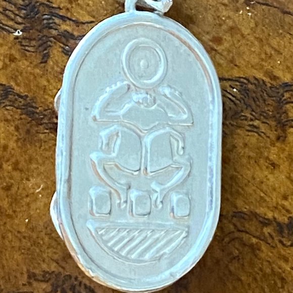 Sliver Scarab Amulet with Symbols from Ancient Egypt - Picture 5 of 11